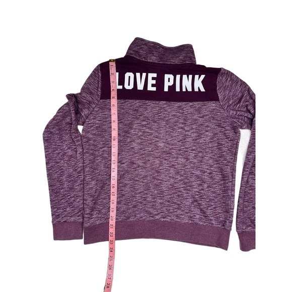 PINK Womens Size M Maroon Quarter-Zip Sweatshirt Logo Athleisure - Picture 7 of 7